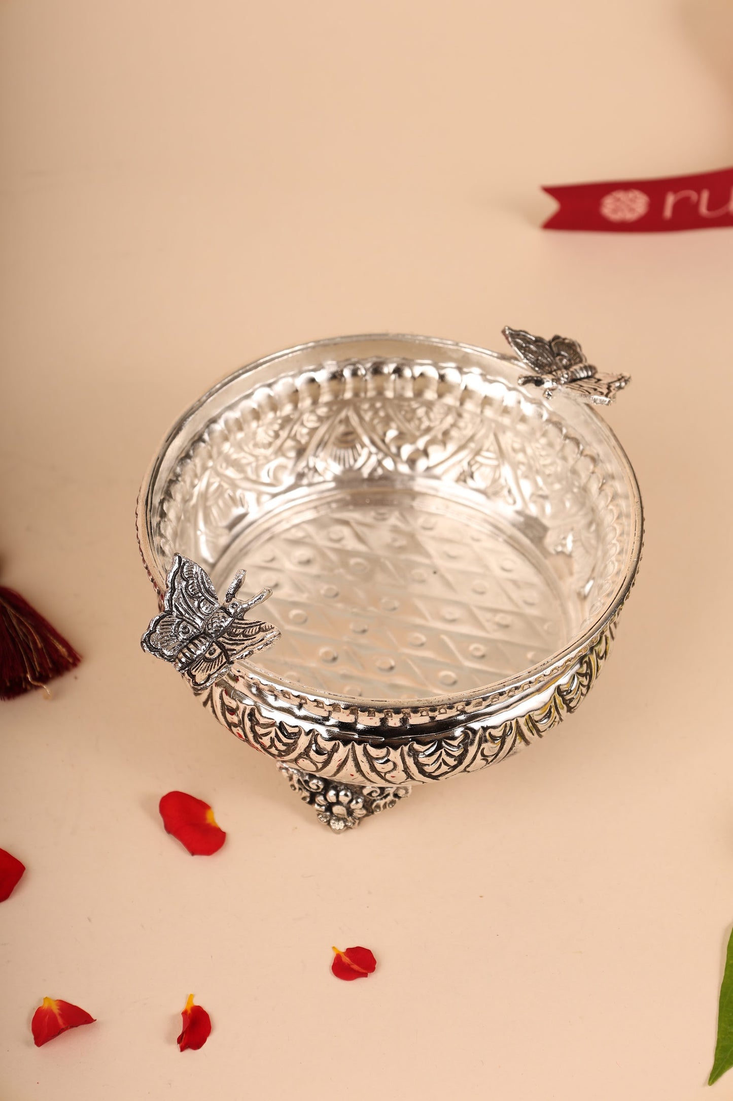 German Silver Butterfly Bowl – Elegant Handcrafted Bowl for Festive Gifting & Home Decor