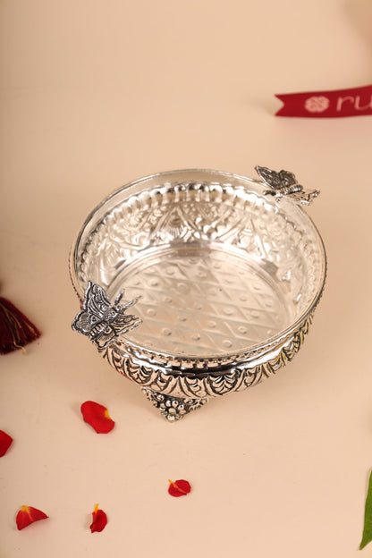 German Silver Butterfly Bowl – Elegant Handcrafted Bowl for Festive Gifting & Home Decor