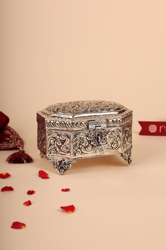 German Silver Decorative Storage Box – Handcrafted Multipurpose Silver Box for Home & Gifting
