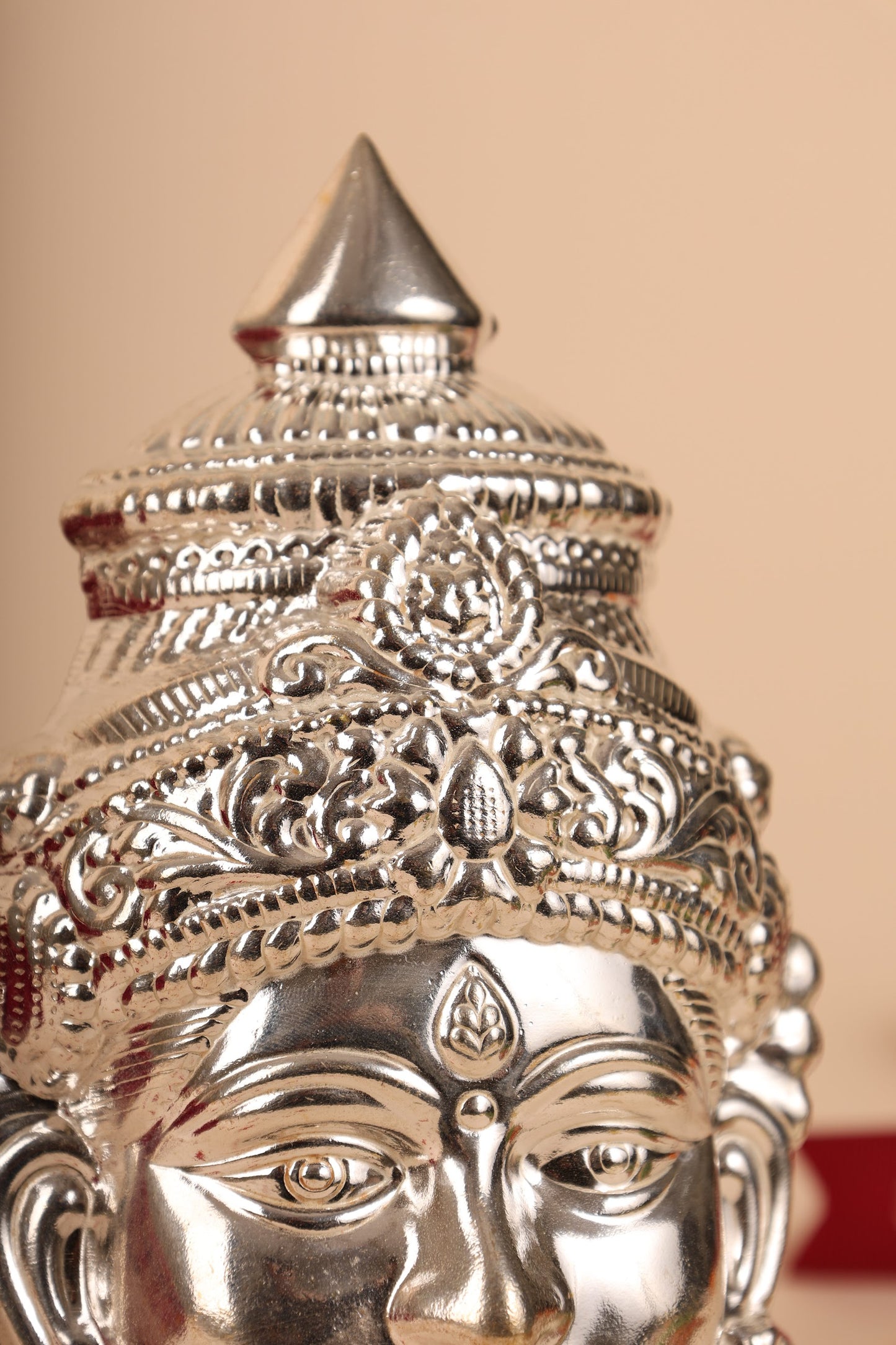 German Silver Gowri Face Idol – Traditional Devi Face for Varamahalakshmi & Puja Celebrations