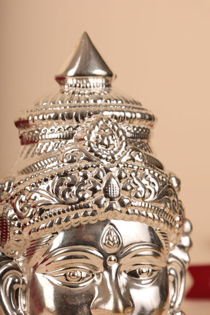 German Silver Gowri Face Idol – Traditional Devi Face for Varamahalakshmi & Puja Celebrations