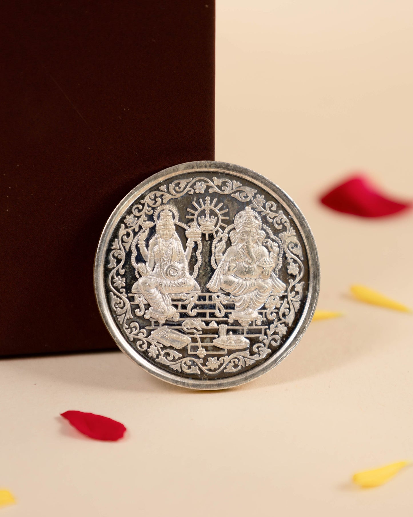 Laxmi Ganesh Embossed Pure Silver Coin