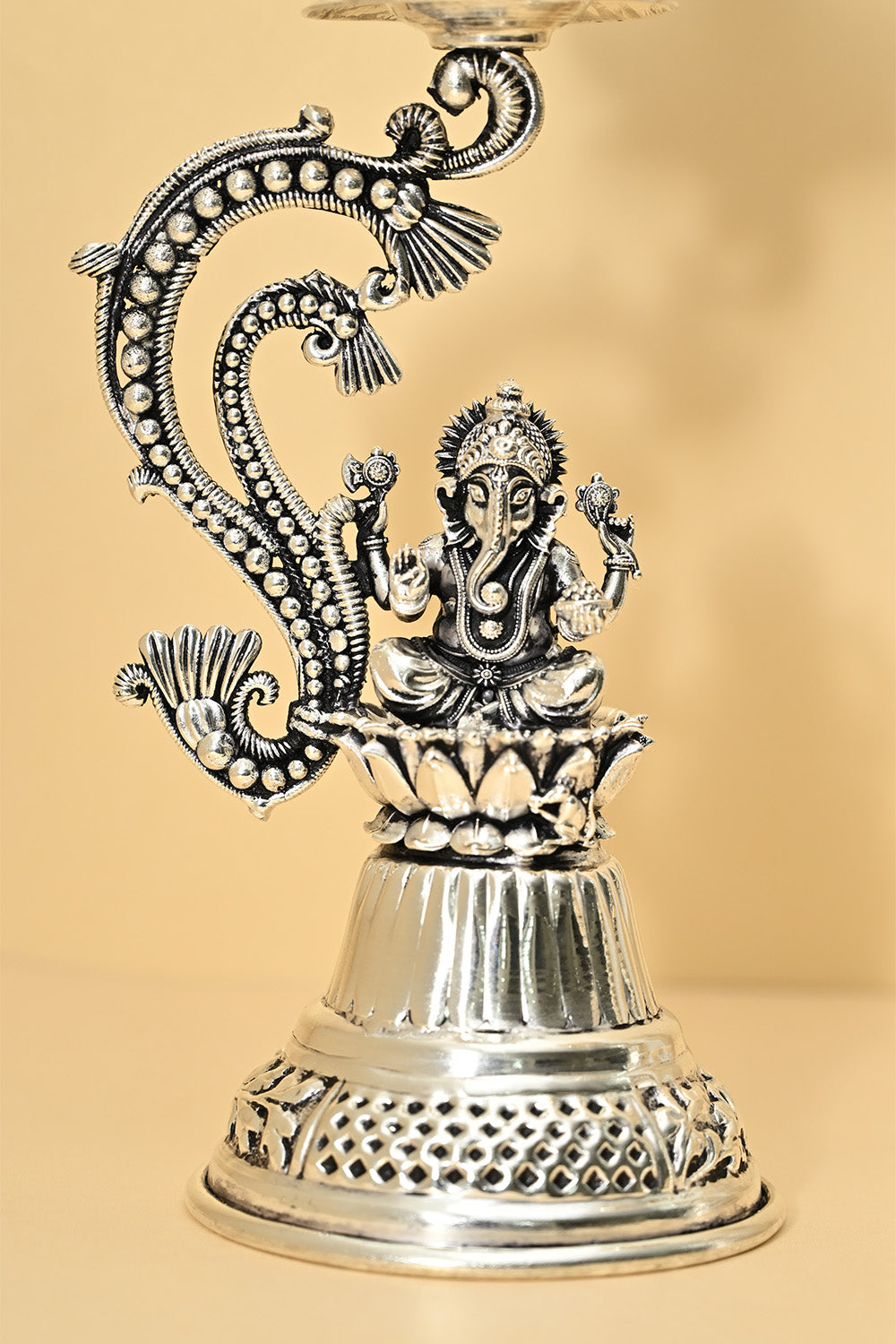 German Silver Laxmi Ganesh Lamp