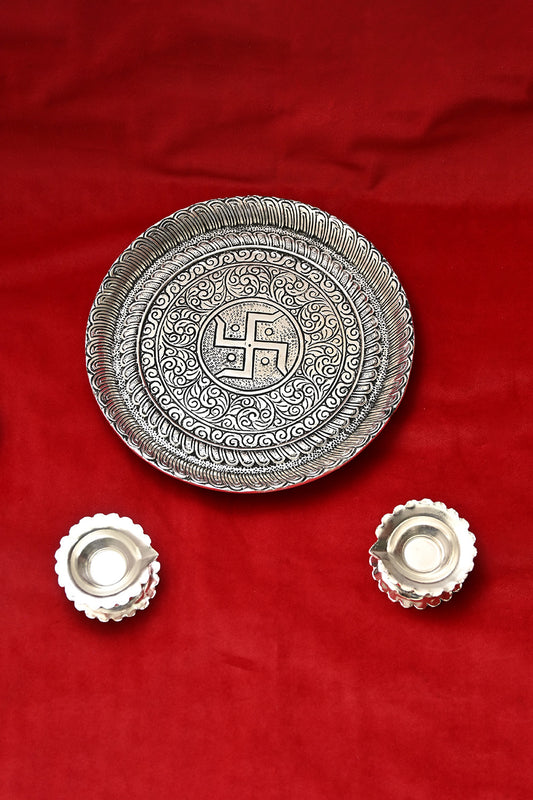 Swastika Plate with Diyas Combo