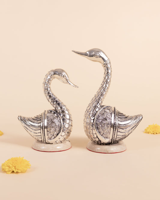 Pure Silver Swan Statues for Luxury Decor