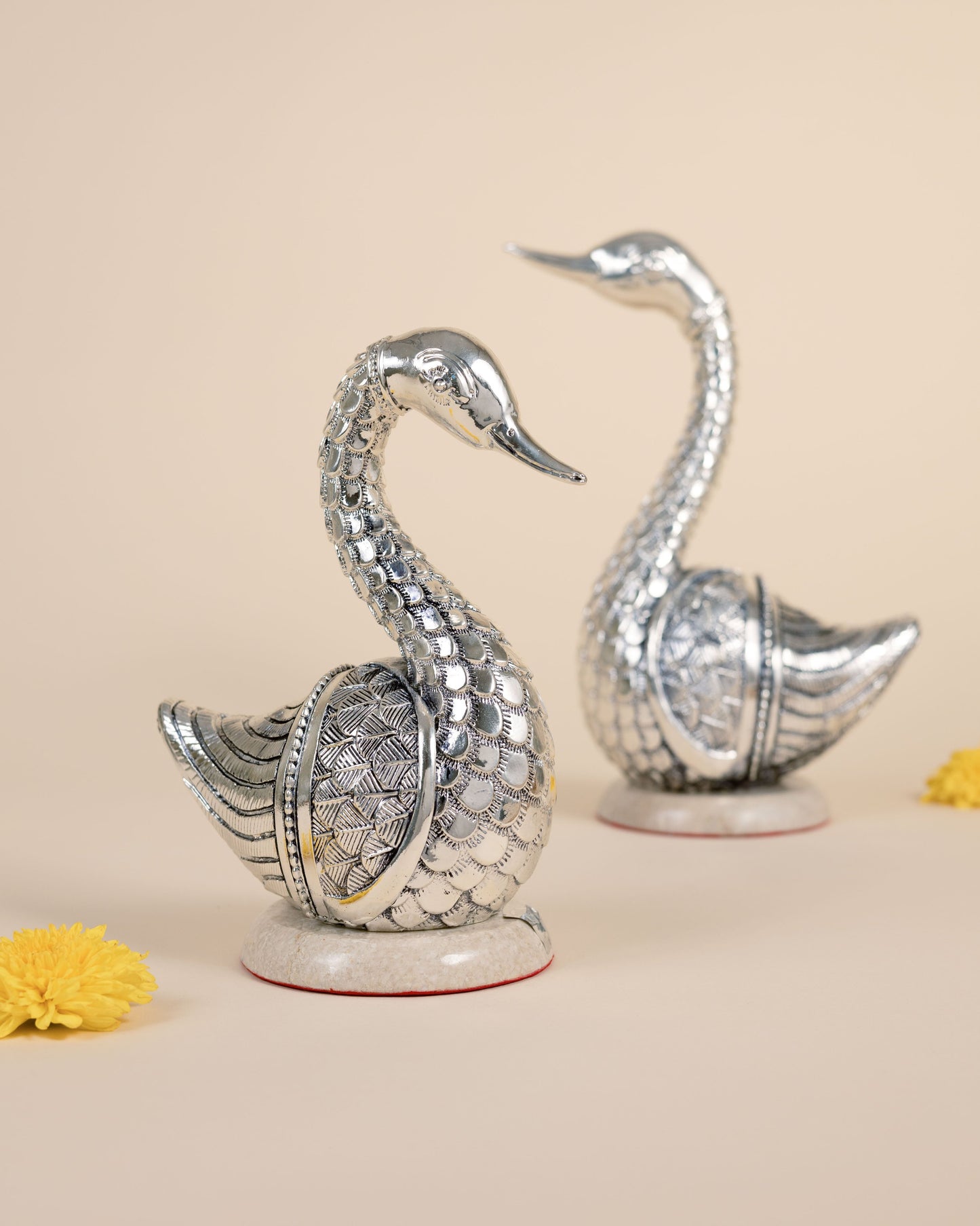 Pure Silver Swan Statues for Luxury Decor