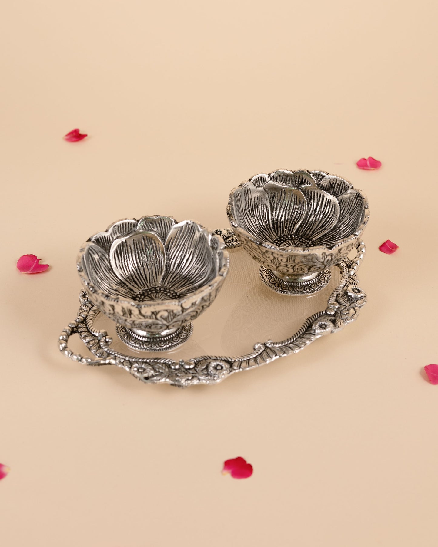 German Silver Thaali Set with Tray and Bowls- II