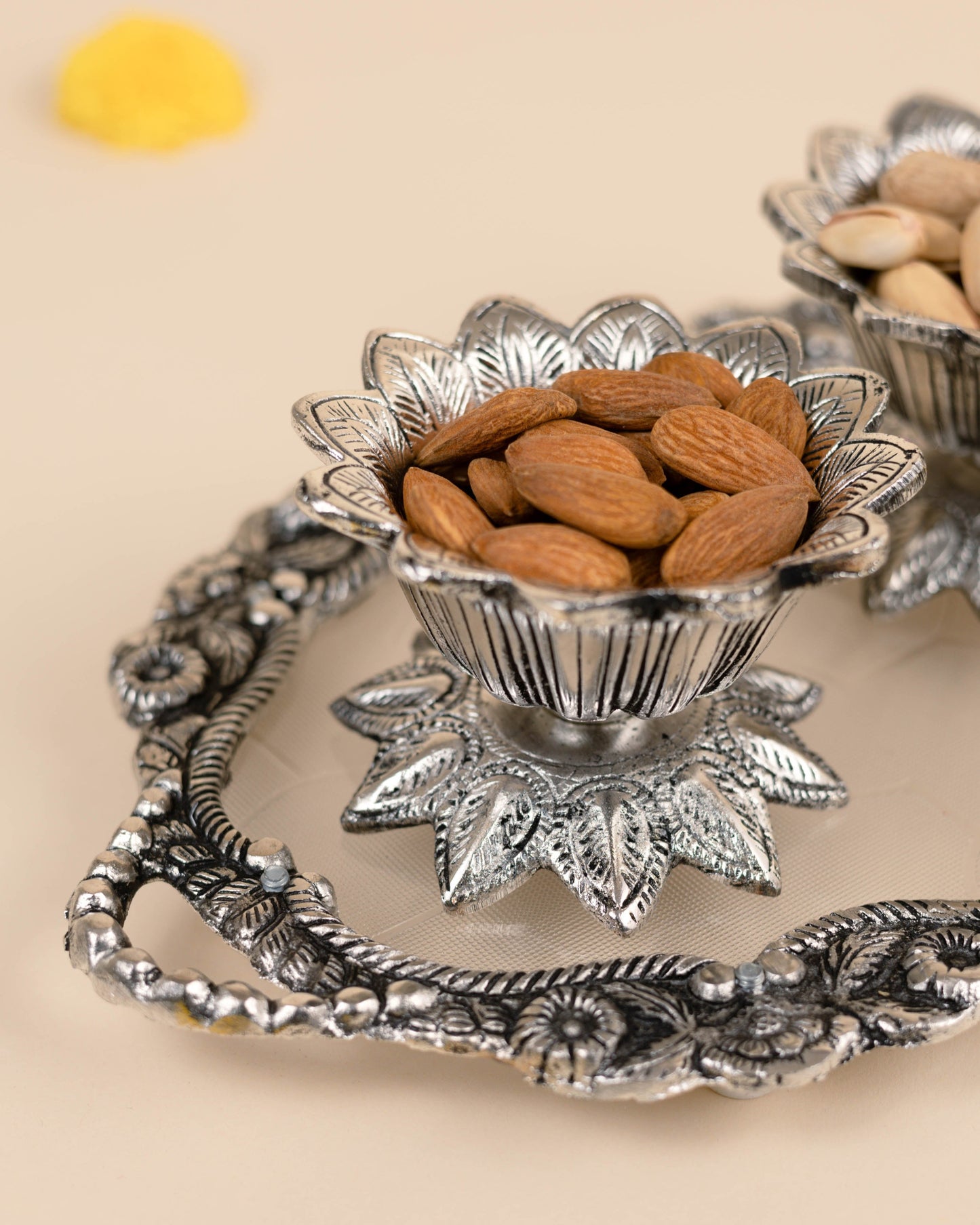 German Silver Thaali Set with Tray and Bowls- I