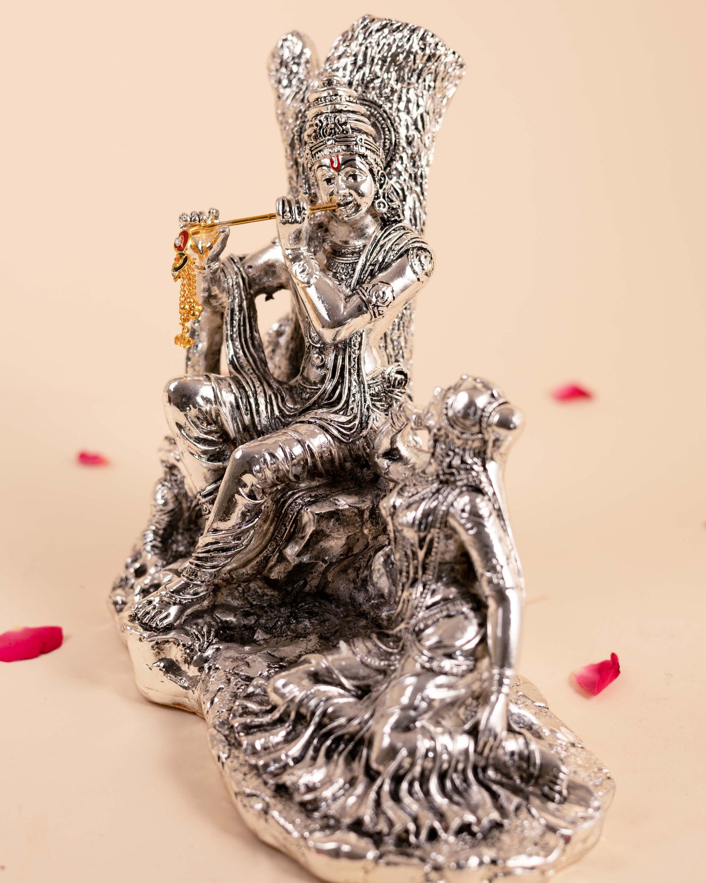 Pure Silver Radha Krishna Statue