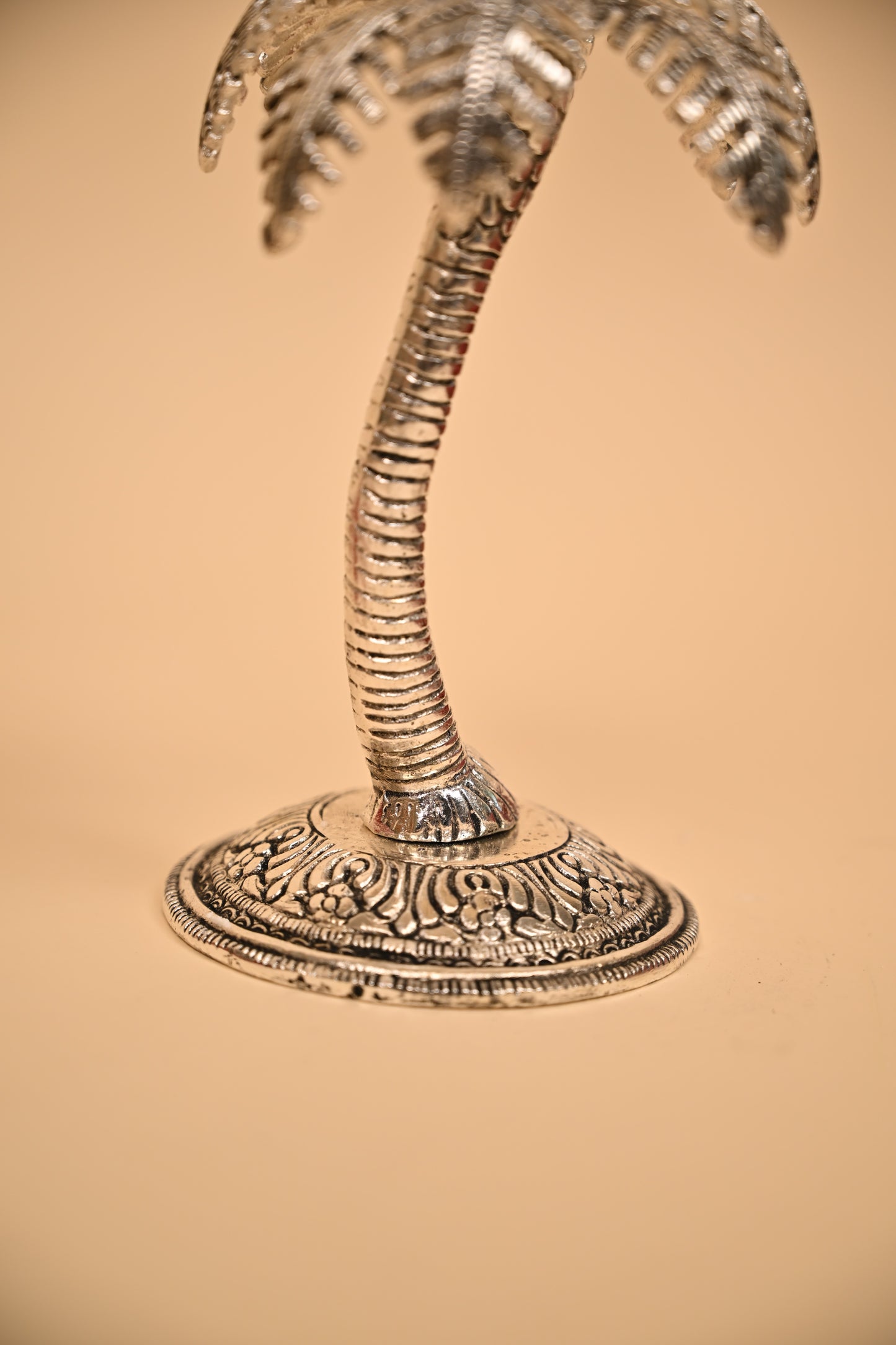 German Silver Palm Tree Candle Stand – Handcrafted Decorative Taper Candle Holder for Home & Festive Decor