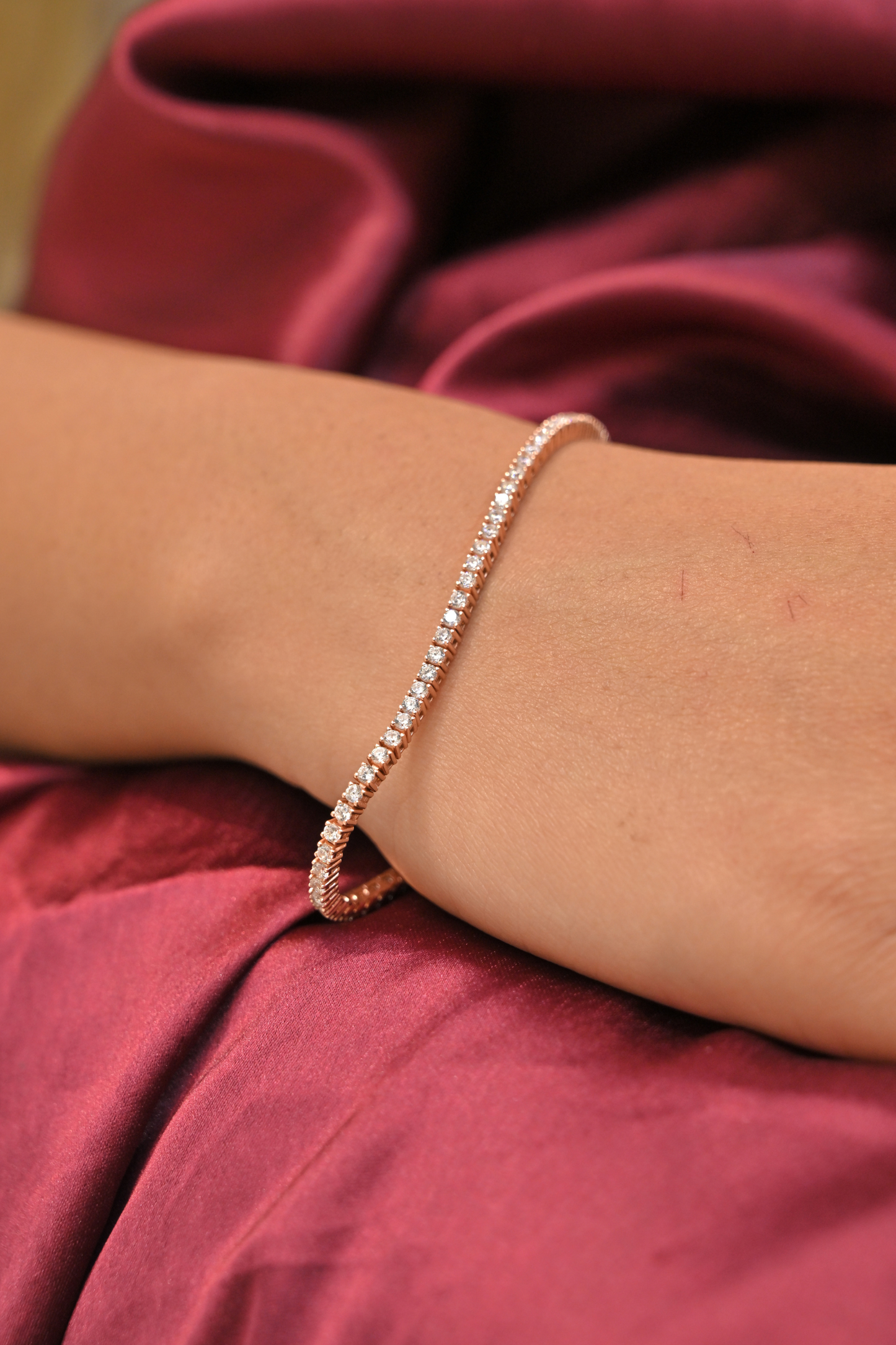 rose gold cz tennis bracelet