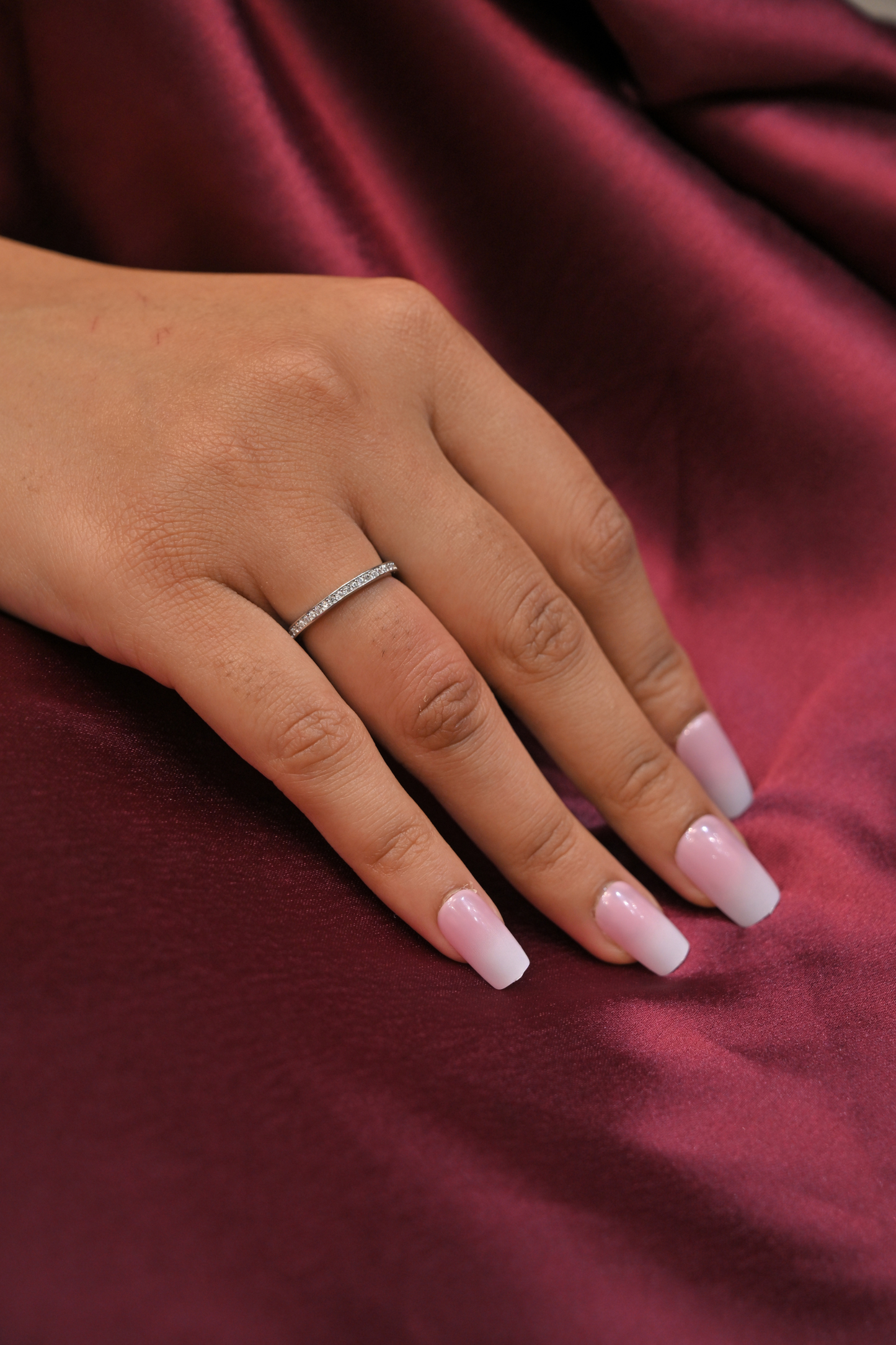 925 silver minimal crystal band ring