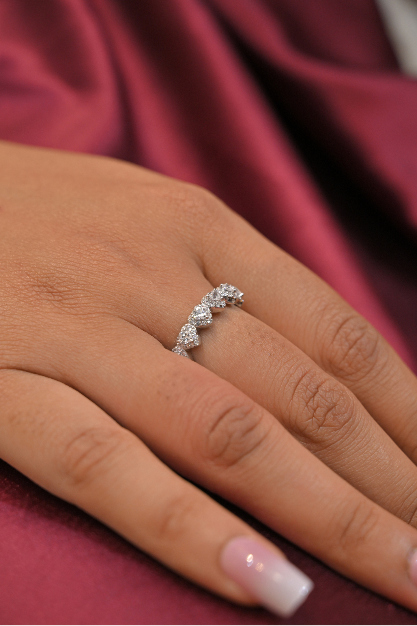 925 silver heart halo ring