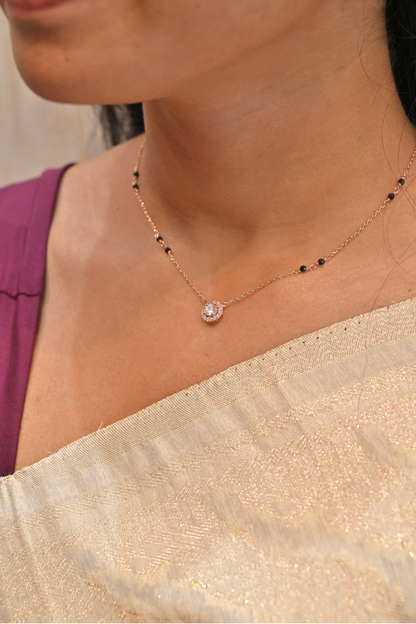 Silver Halo Charm Mangalsutra