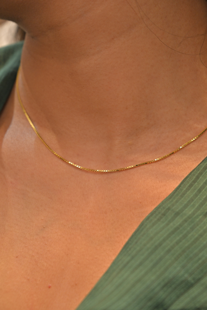 Gold Finish Silver Box Chain