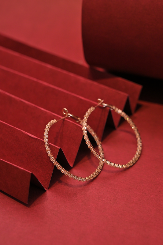 Baguette CZ Hoop Earrings