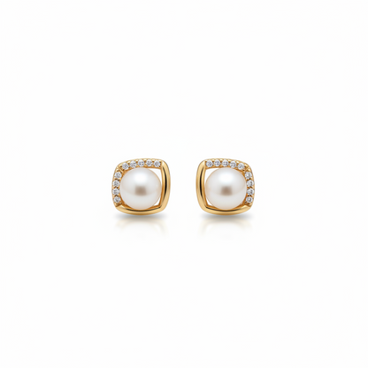 925 Silver Rose Gold Pearl Stud Earrings