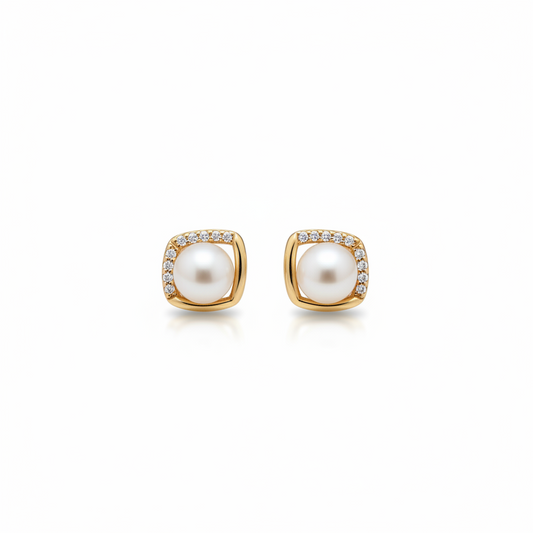 925 Silver Rose Gold Pearl Stud Earrings