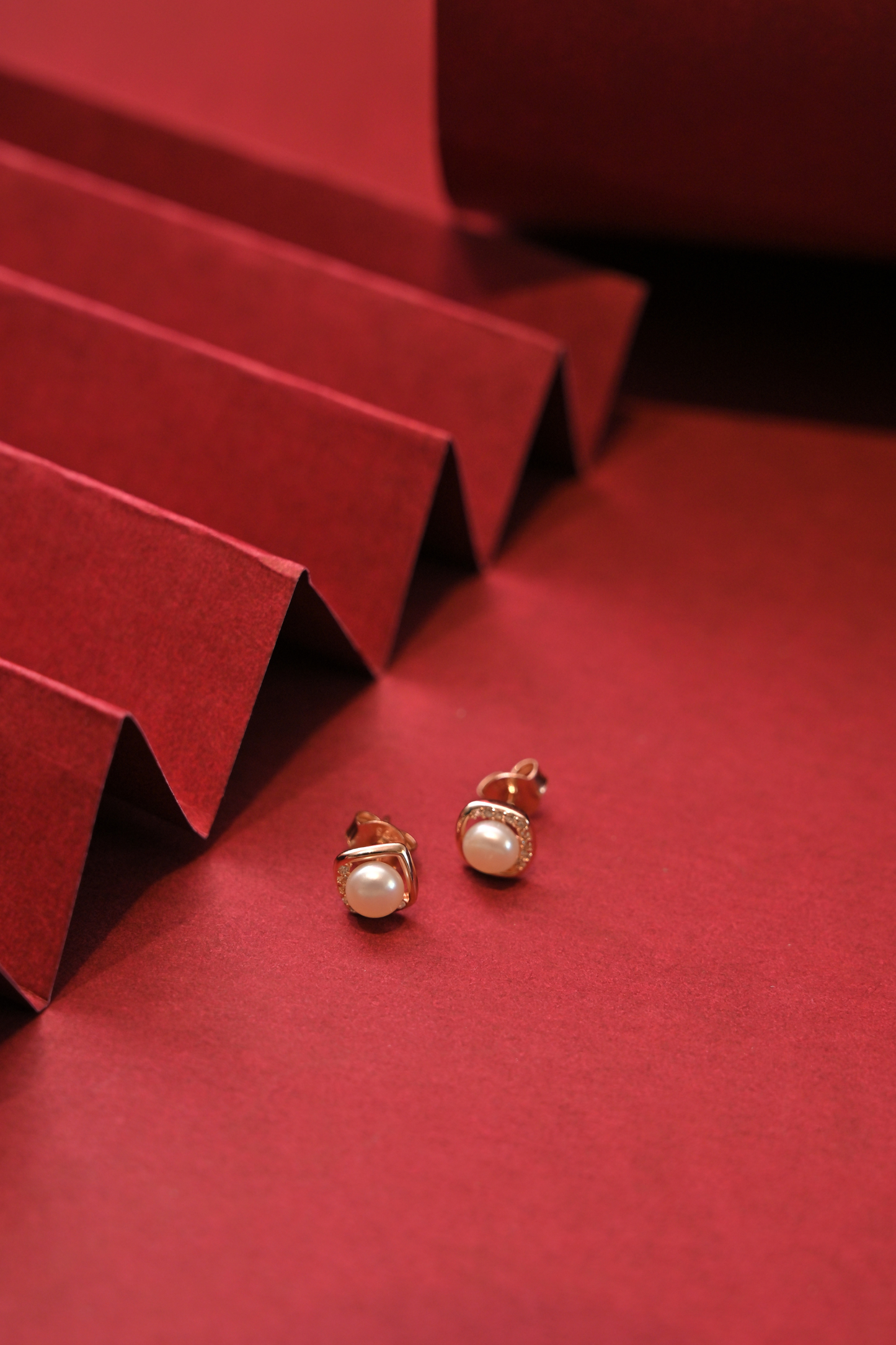 925 silver rose gold pearl stud earrings