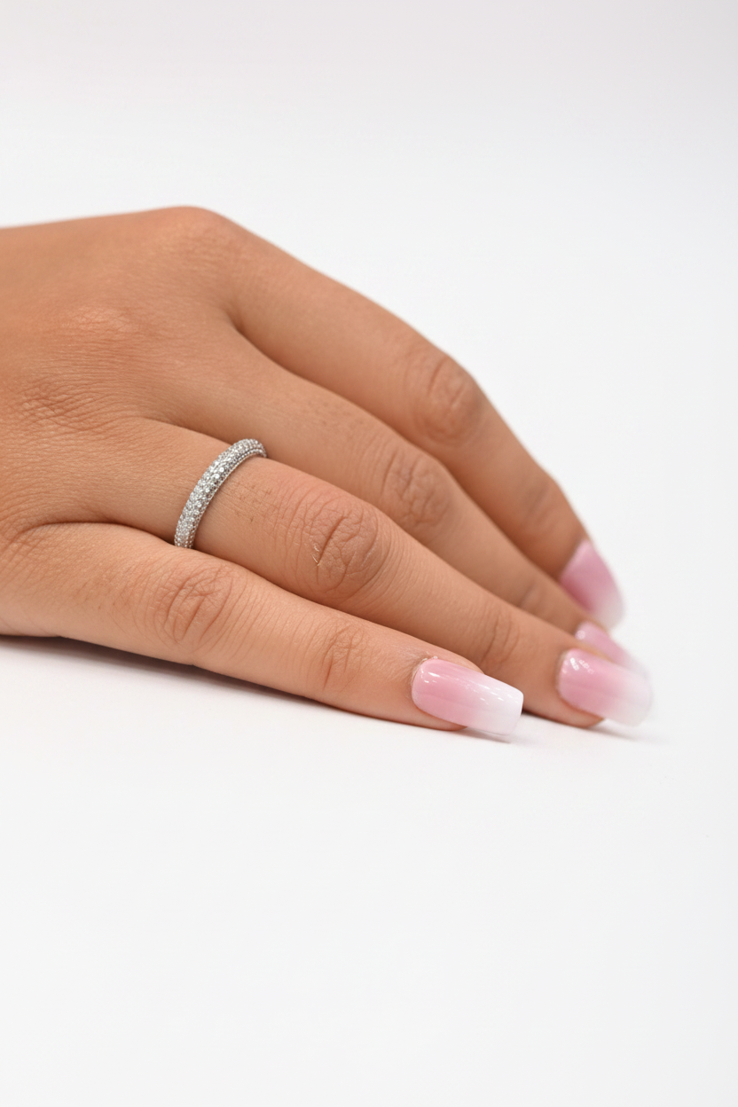 925 silver triple row cz eternity ring – size 5