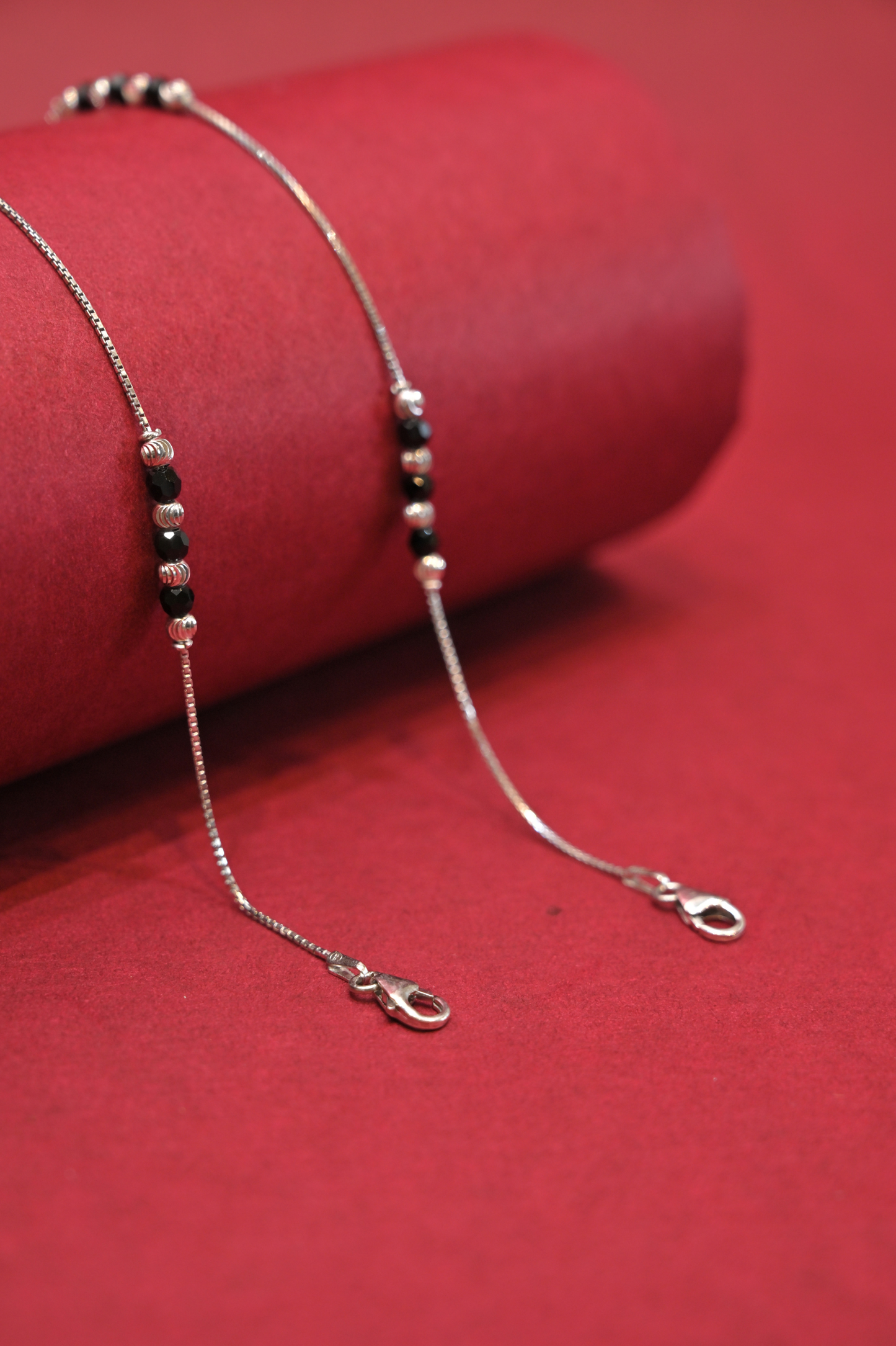 silver bead anklet