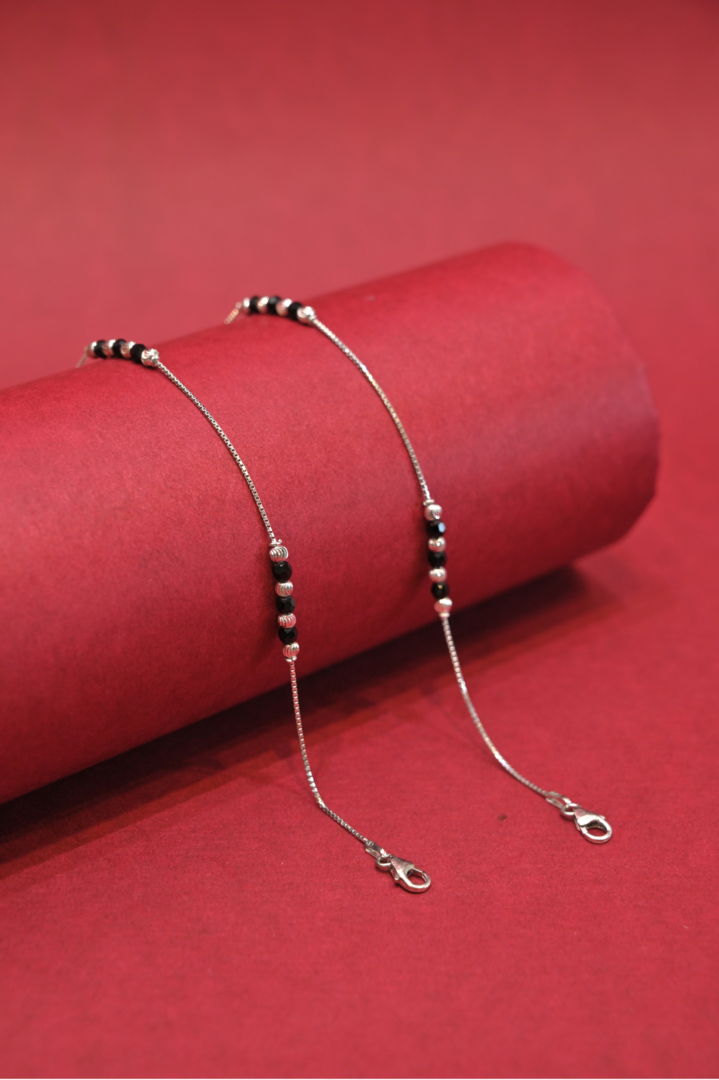 silver bead anklet