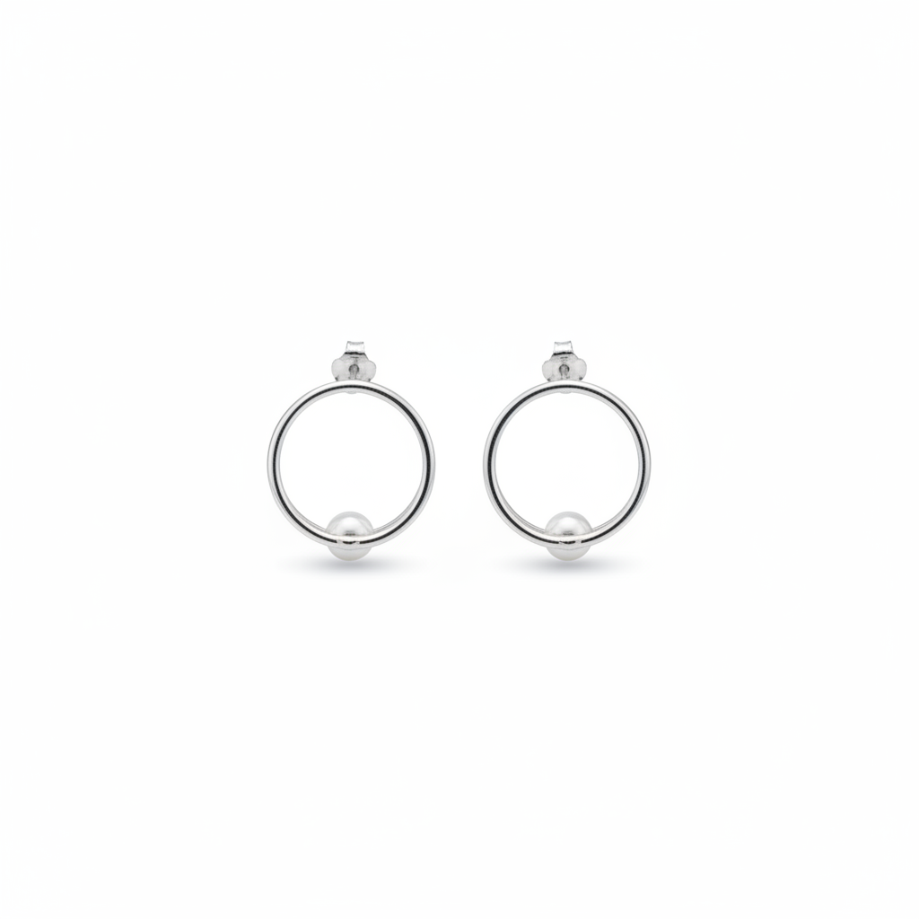 925 silver pearl orbit stud earrings