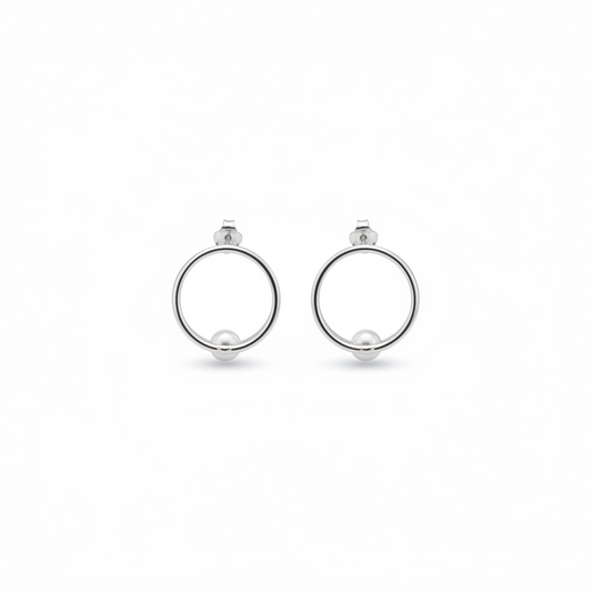 925 Silver Pearl Orbit Stud Earrings