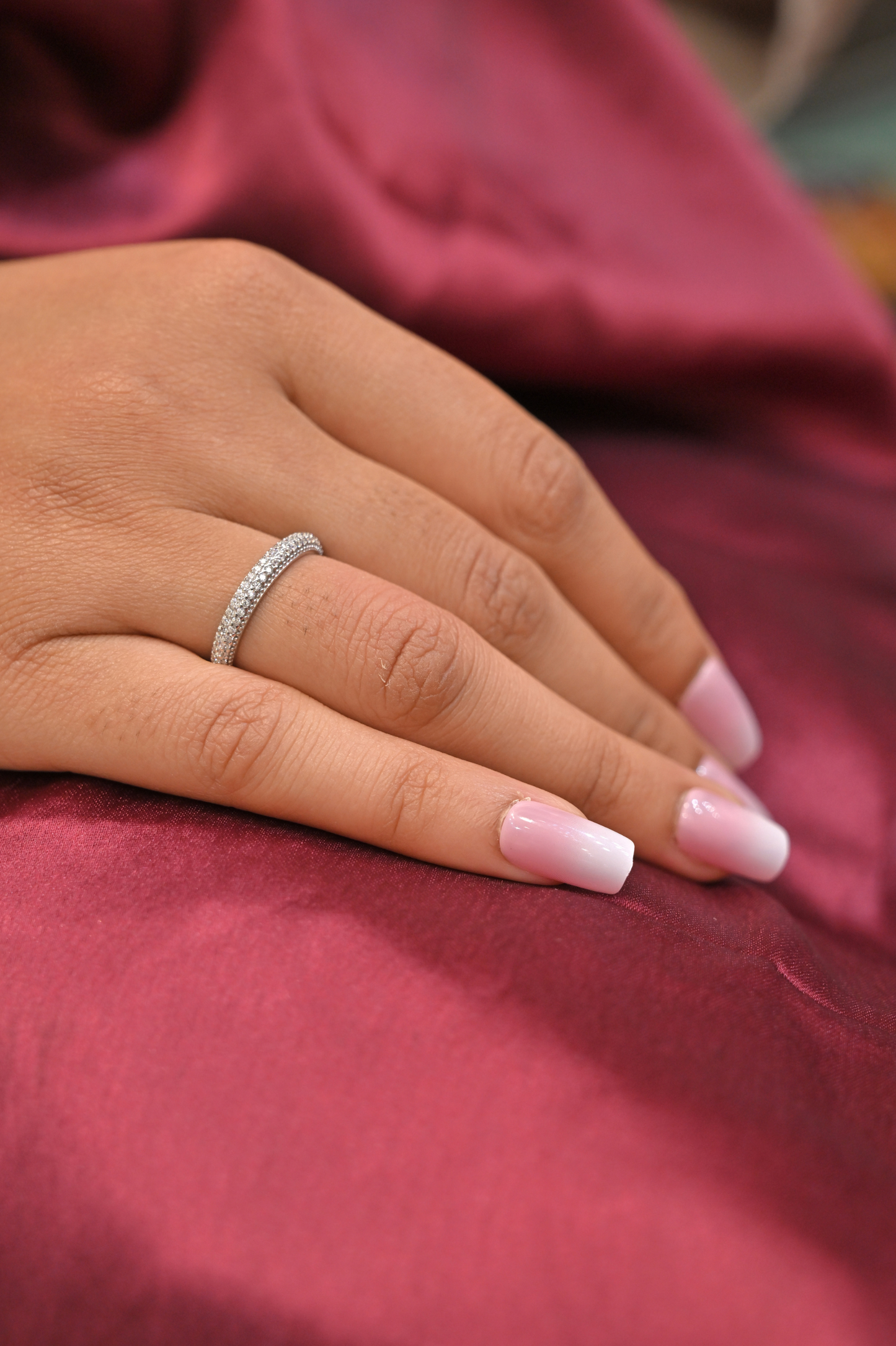 925 silver triple row cz eternity ring – size 5