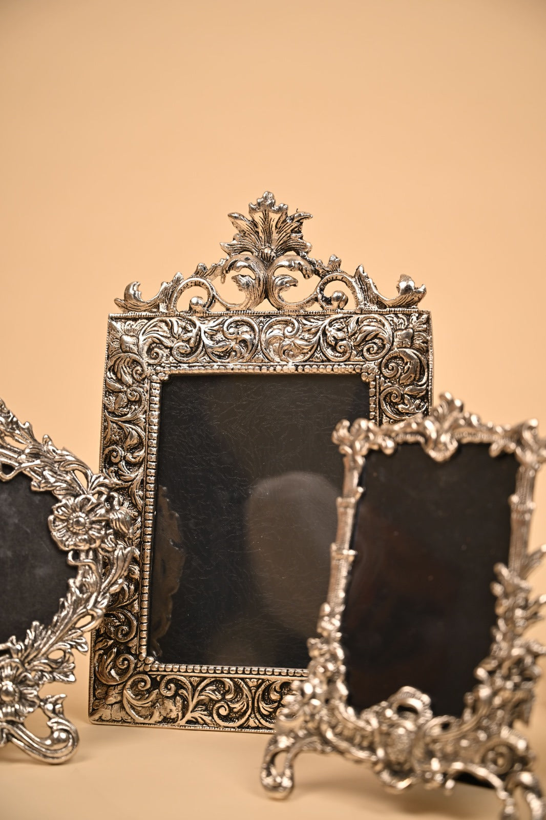 Silver Plated Handcrafted Photo Frame Set of 3 – Timeless Elegance for Home Décor & Gifting | Rutvi India
