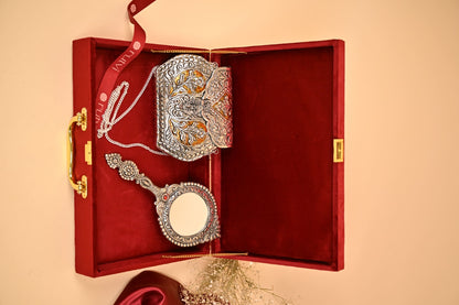 Premium Silver Plated Purse & Mini Mirror Combo