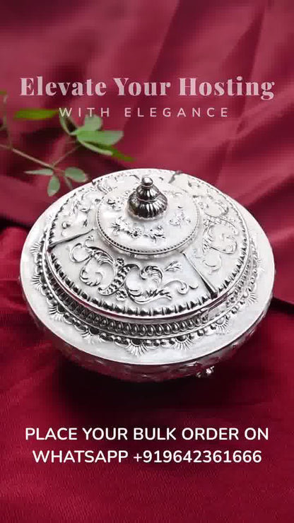 Exquisite German Silver Dining Table Container – A Touch of Elegance for Your Home